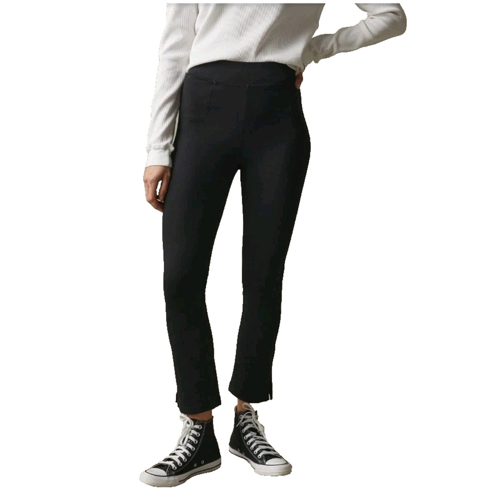 American Giant Womens 0 Pants Black Ponte Knit Kick Flare Crop High Rise